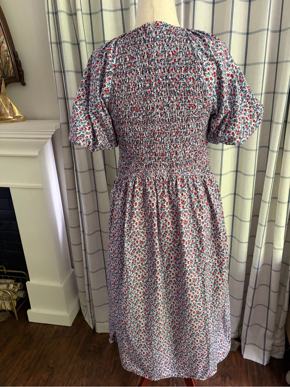 J. Crew Meadow Poppy Flower Cotton Poplin  Puff Sleeve Midi Dress - Picture 12 of 16